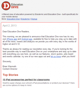 Newsletter Education Dive