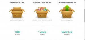 Principe d'OneTimeBox: Créer une boîte, déposer des fichiers et partager